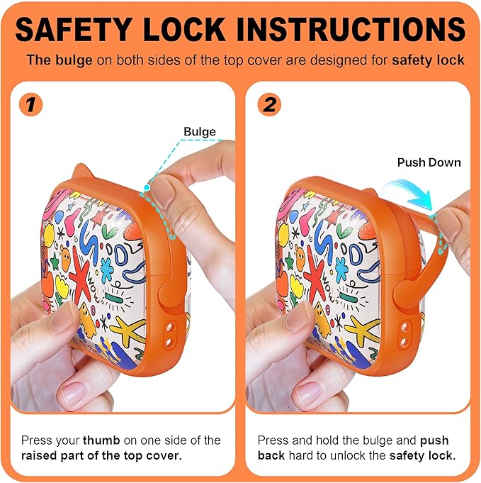 RFUNGUANGO is Compatible with AirPods Pro 3 Protective case, with Mobile Phone Holder Function, Multiple Colors Available, Suitable for AirPods Pro 3 Protective case,Orange + Graffiti