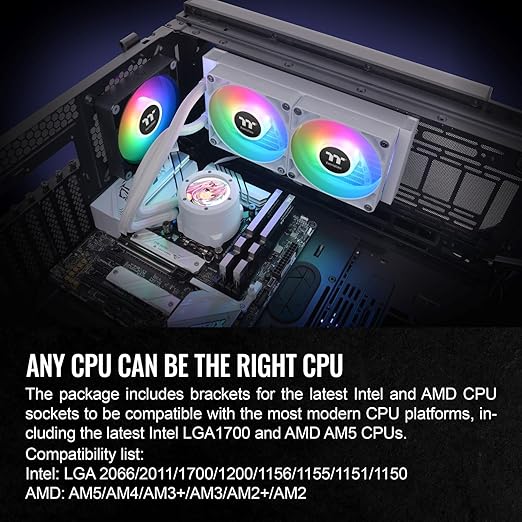 Thermaltake TH240 V2 Ultra ARGB Sync/AlO Liquid Cooler/ARGB Fan 120 * 2/PWM 500~1500rpm/Water Block 2.1" LCD/White, CL-W404-PL12SW-A