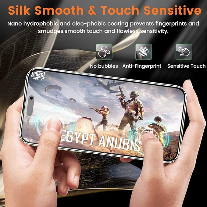4+4 Pack Privacy Screen Protector for iPhone 15 6.1-Inch with 4 Pack Camera Lens Protector, Anti Spy Tempered Glass Film 9H Hardness Case Friendly
