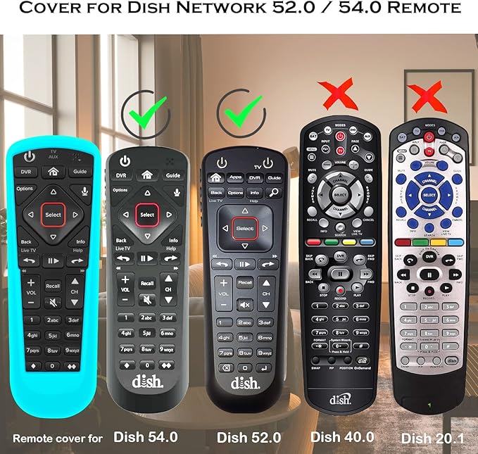 3 Pack Cover for Dish Network Remote, Case for Dish TV Remote Control 52.0/54.0 Replacement, Silicone Skin Sleeve Glow in The Dark Green Blue Purple