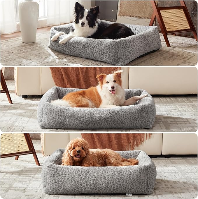JOEJOY Dog Bed Medium Size Dog, Washable Orthopedic Premium Soft Corduroy Fleece Pet Bed with Removable Zipper Cover, Cute Calming Puppy Bed with Non Skid Bottom