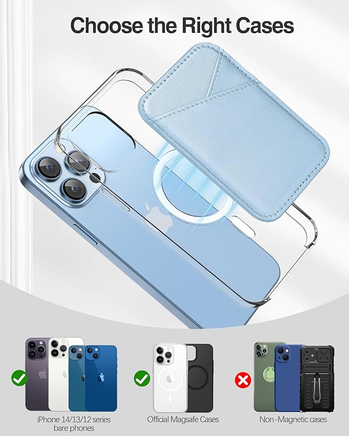 Miroddi for MagSafe Wallet, Strongest Magnetic Card Holder for iPhone 17/16/15/14/13/12 Series, Ultra-Thin Leather Magnetic Phone Wallet with 2 Card Slots, RFID Blocking, No More Falling, White Ice