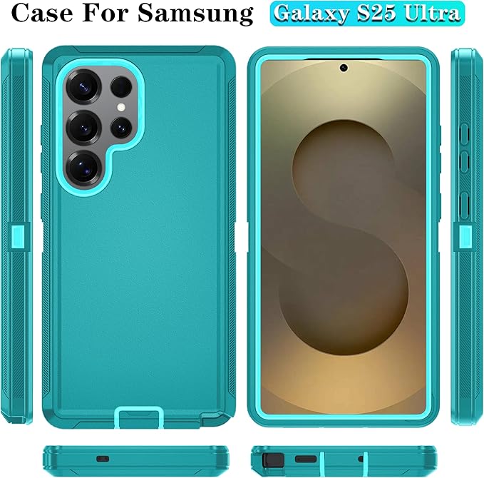 ONOLA Phone Case for Samsung Galaxy S25 Ultra Case with HD Screen Protector, Heavy Duty Shockproof & Dropproof 3-Layer Cover Phone Case for Galaxy S25 Ultra 6.9'',LakeSkyBlue