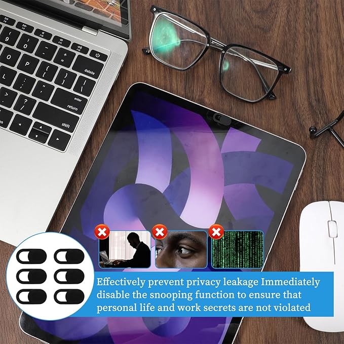 50 Pcs Webcam Cover Slide, Black and White 0.023 Inch Ultra-Thin Universal Laptop Camera Cover Slide for Laptop, Computer, Phone Protect Your Privacy and Security