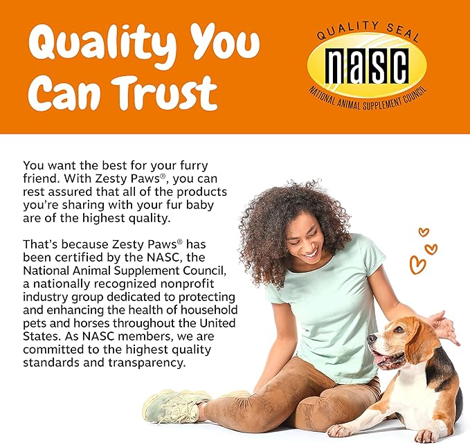 Zesty Paws Dog Allergy Relief Chews, Dog Probiotics for Itchy Skin and Ears, Lamb, 90ct