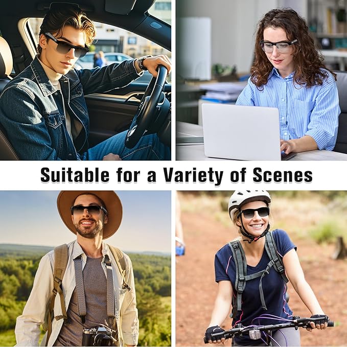 Smart Glasses, Bluetooth Sunglasses for Women Men, Open Mic & Speakers, Voice Assistant, UV Protection (Sunglasses)