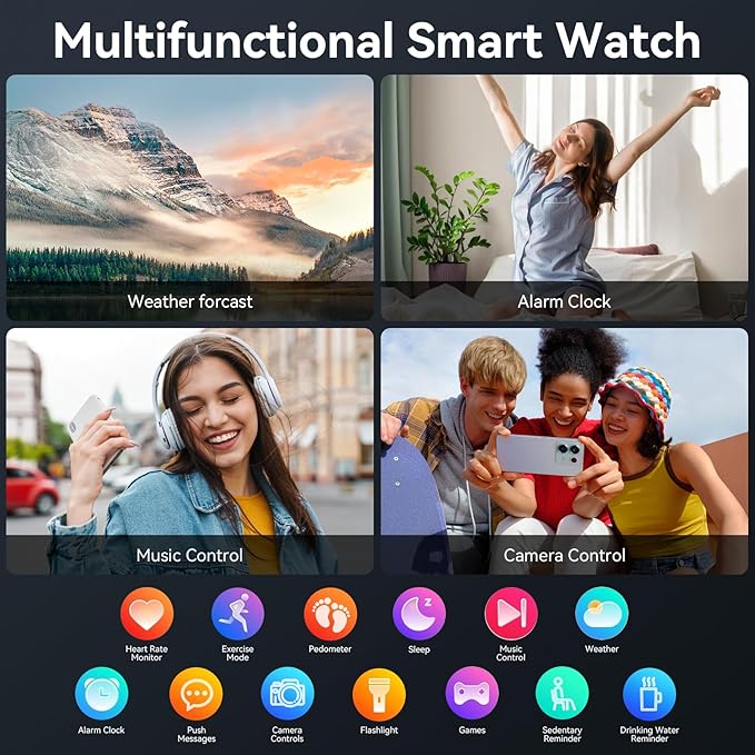 Smart Watch for Men Women, 1.85" HD Fitness Tracker (Answer/Make Call), 1000 mAh Battery, 120+ Sport Modes, 24/7 Heart Rate/Sleep Monitor Fitness Watch, IP68 Waterproof, Smartwatch (Purple)