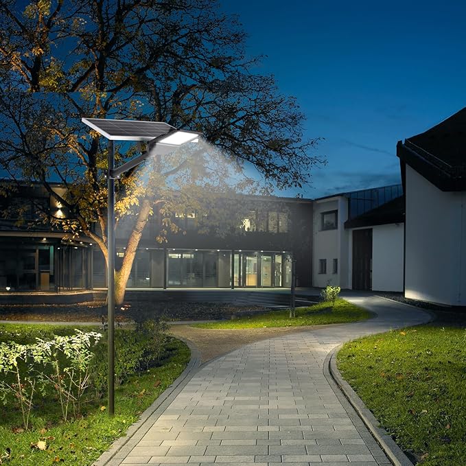 8000W Solar Street Lights Outdoor - 6500K Solar Lights Outdoor Waterproof Dusk to Dawn, High Brightness Street Light Solar Powered with Remote Control for Yard, Parking lot and Garage
