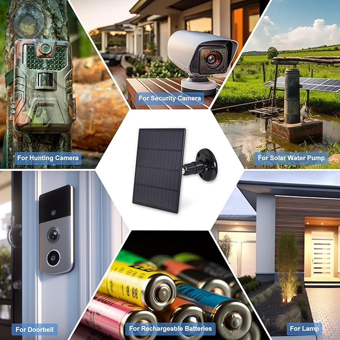 KBT 18V 3W Waterproof Solar Panel with Type-C Port & DC3.5mm Port & Adjustable Bracket, Portable Solar Charger for Rechargeable Battery, Hunting Camera Outdoor, Deer Game Feeder, Electric gate, Lamp