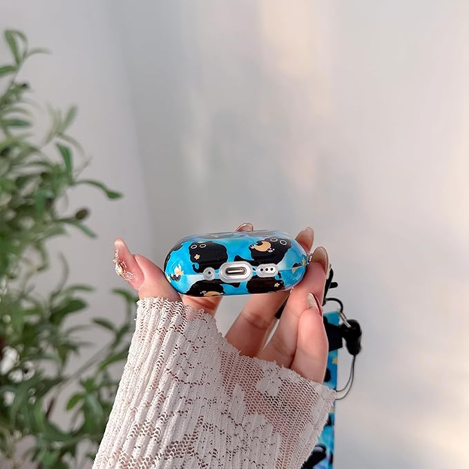 Cute Cat Design Air Pod Pro 3 Generation Case(2025) with Cat Lanyard Keychain,Unique IMD Process TPU Soft Pro 3 Case