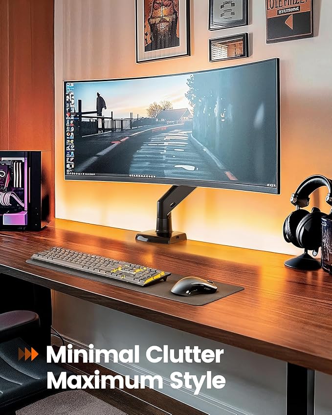 ErGear 13 to 49 inches Single Monitor Mount for Ultrawide Screens,Heavy Duty Single Monitor Arm,Single Monitor Stand with Swivel,Tilt,Rotation for Home and Office,Holds 26.5lbs,VESA 75/100mm