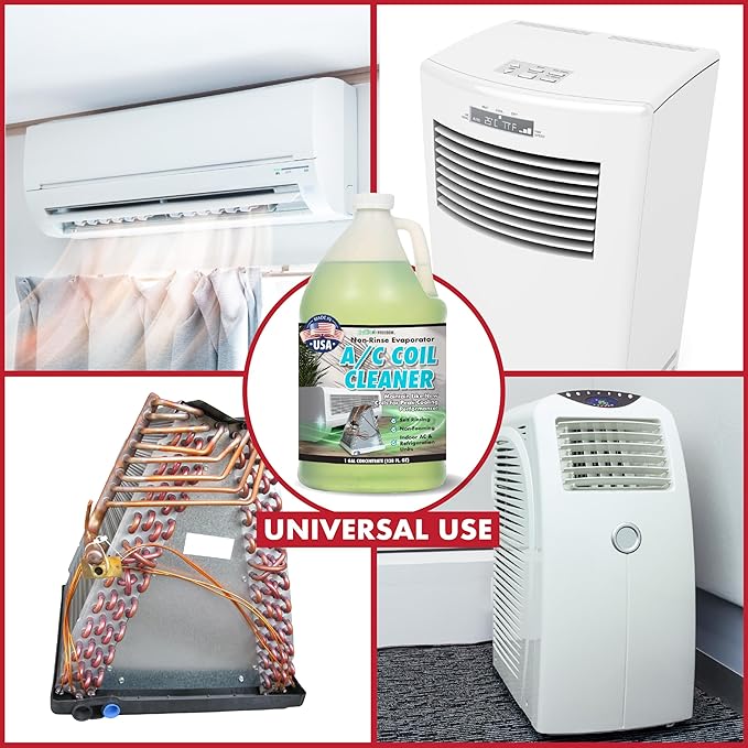 Nature's Freedom AC Coil Cleaner – 1 Gallon No Rinse Coil Cleaner for Air Conditioners, Mini Splits, Heat Pumps & Window Units – Non-Foaming, Metal-Safe Formula