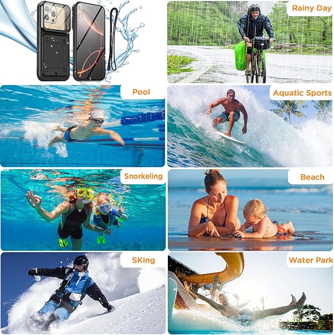 AICase Waterproof Phone Case,Universal Self-Check Function Underwater Pouch Dry Bag Beach Floating Shower Snorkeling for 16promax/16plus/15promax/15plus/14promax/14plus/13promax/12promax for 6.9"