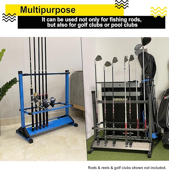 Fishing Rod Holders,Fishing Pole Holders,Fishing Rod Rack,24 Slots to Hold Rods & Reel Combo,Lightweight Aluminum Vertical Fish Pole Garage Storage with Wheels (White)