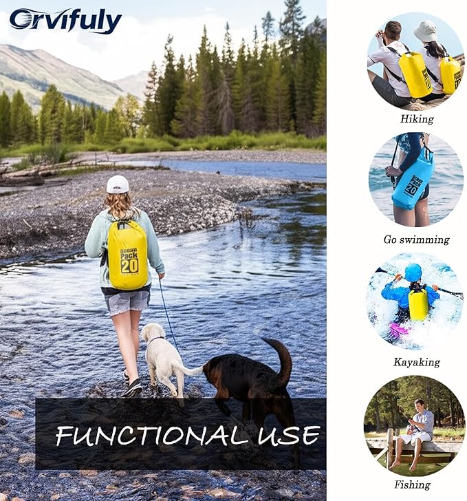 Dry Bag Waterproof Backpack 5L/10L/20L/30L Roll Top Waterproof Bag,Floating Dry bags for Kayaking,Swimming,Boating,Camping,Beach.