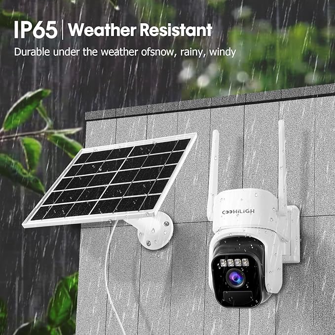 4G LTE Cellular Solar Powered 3MP 2K No WiFi Security Camera,PTZ Wireless Outdoor 360° View, PIR Motion Detection, Color Night Vision, 2 Way Talk, Built in SIM Card