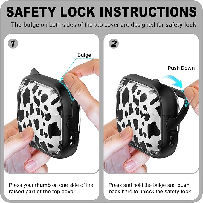 RFUNGUANGO AirPods Pro Case for Women Girly Cat Case with Lock, Phone Stand, Keychain & Cleaner Kit, Compatible with Apple Airpods Pro 2nd/1st Generation Case Cover, Transparent Leopard Print