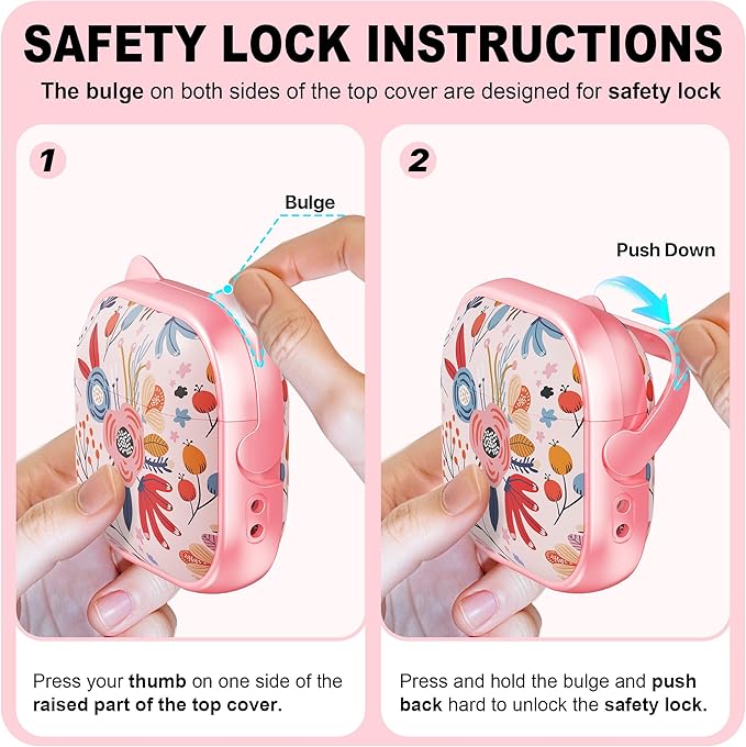 RFUNGUANGO AirPods 4 Case for Women Girly Cat Case with Lock, Phone Stand,Keychain & Cleaner Kit, Compatible with Apple Airpods 4th Generation Case Cover, Pink Berry Flower