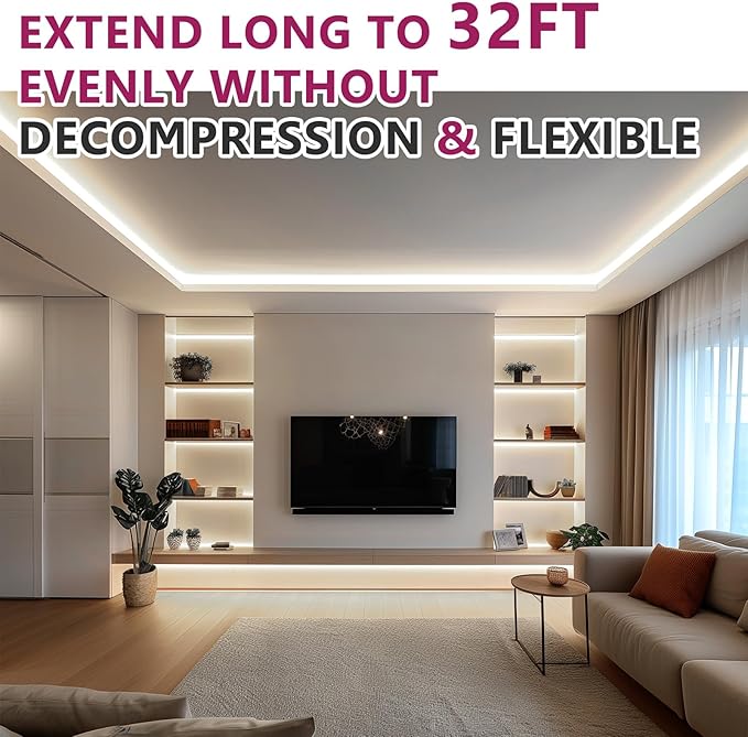 EMITEVER COB LED Strip Lights White, 4000K Tape Light Premium High Density, DC 24V, 400+Lumens/ft, 5120LEDs/Spool, Ra 90+, 32.8ft/10m,UL Listed 5 Year After-Service(Power Supply Sold Separately)