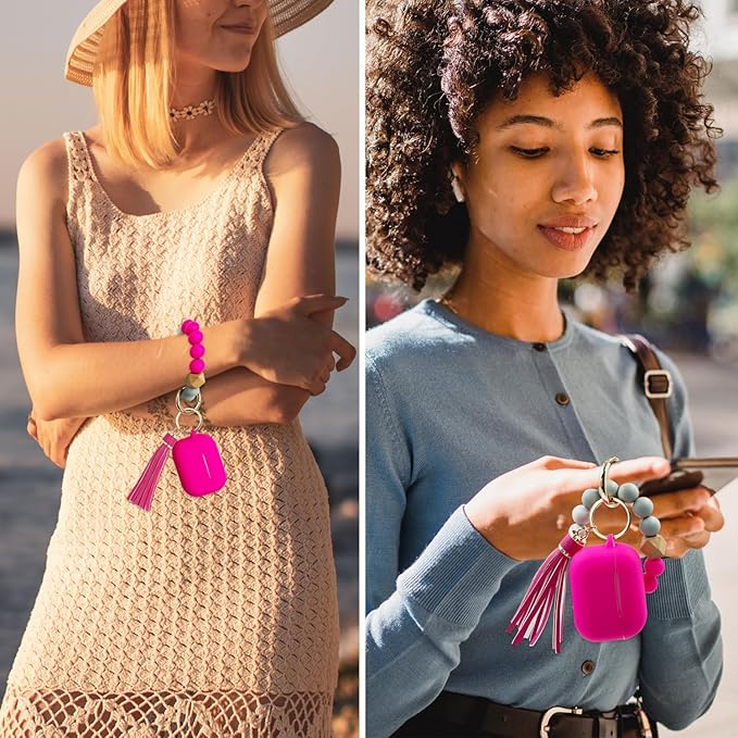 Compatible with AirPods Pro 3 Case Cover 2025, Silicone Protective Cover with Bracelet Keychain for Apple AirPods Pro 3rd Generation Wireless Earbuds (Hot Pink)