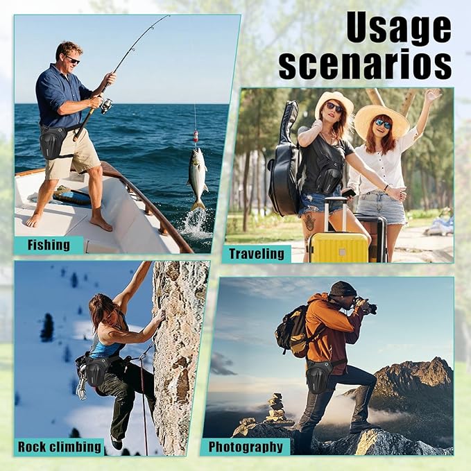 Motorcycle Leg Bag, Thigh Bag For Riding, Drop Leg Pouch For Men & Women–With Removable Straps, Waterproof Fanny Pack, Phone Purse–Travel Hiking Cycling Outdoor Upgraded & Lengthened Leg Strap 8866-1