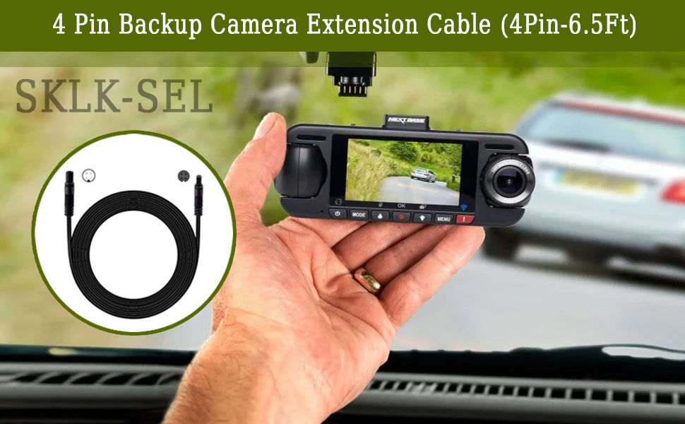 4 Pin Backup Camera Extension Cable, 4P Dash Cam Rear View Extension Cord, Mirror Dashcam Reverse Wire (4Pin-6.5Ft)