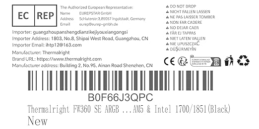 Thermalright FW360 SE ARGB V2 360mm AIO CPU Cooler, 2" LCD Screen, TL-M12Q 2000RPM Daisy-Chain Fans, for AM4/AM5 & Intel LGA 1700/1851, Black