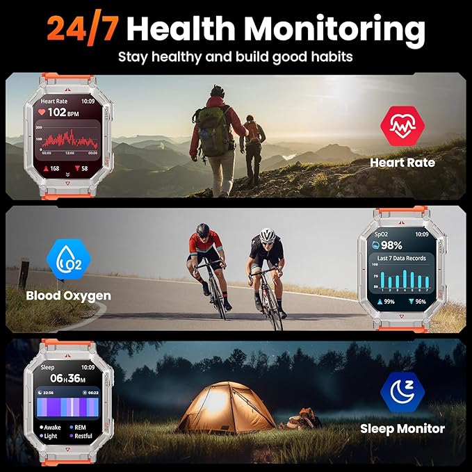 GPS Military Smart Watch for Men,GPT Voice Assistant,Smartwatch with LED Flashlight,2.01" HD Display Bluetooth Call,Fitness Tracke with Multiple Sports Modes,Compatible with Android & iOS