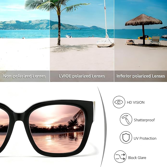 LVIOE 2 Pack Polarized Fit Over Sunglasses for Women Men Oversized Square Over Glasses Sunglasses with UV Protection LS7511