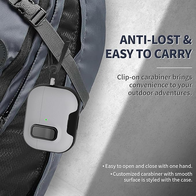 for AirPods Pro 3 Case with Lock,TPU Leather Texture Durability Anti-Lost & Shockproof Protective Cover Accessories with Cleaning Kit in Keychain for Apple AirPod Pro 3 Generation 2025(Black/Grey)