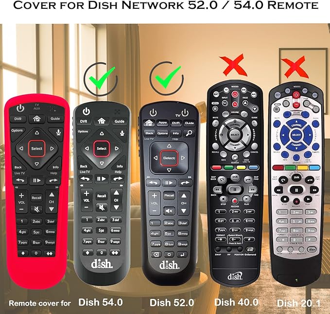 3 Pack Cover for Dish Network Remote, Case for Dish TV Remote Control 52.0/54.0 Replacement, Silicone Skin Sleeve Glow in The Dark Green Blue Red