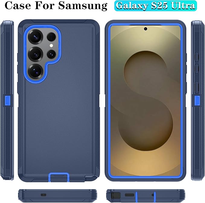 ONOLA Phone Case for Samsung Galaxy S25 Ultra Case with HD Screen Protector, Heavy Duty Shockproof & Dropproof 3-Layer Cover Phone Case for Galaxy S25 Ultra 6.9'',DarkBlue