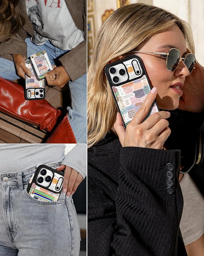 Shorogyt for iPhone 17 Pro Max Case Wallet - Fits 5 Cards, Compatible with Magsafe Detachable Magnetic Credit Card Holder Leather Cardholder Cute Phone Cover Women Girls for Apple 17 ProMax, Collage
