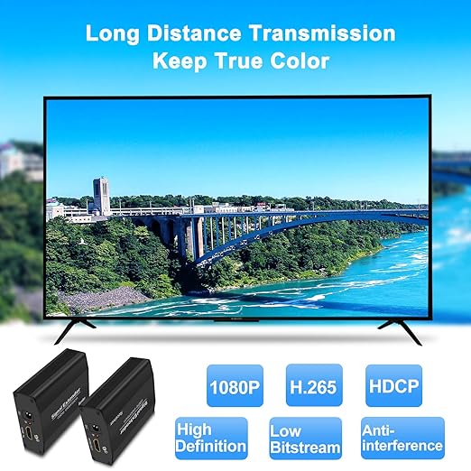 HDMI Extender Over Cat6/Cat5 Ethernet, 1080P@60Hz HDMI Balun to Ethernet Adapter up to 557FT,Supports 1 Transmitter to Multiple Receiver Over IP