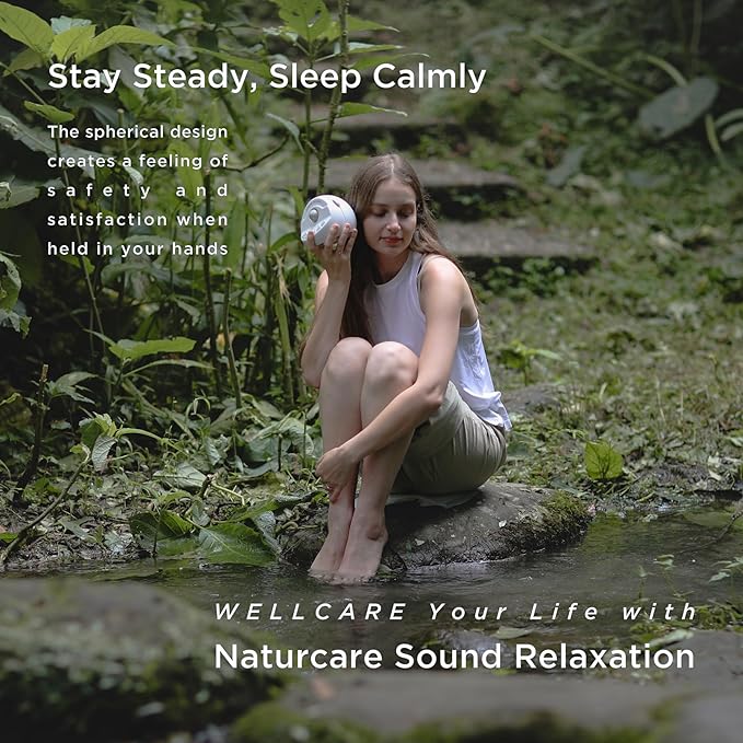 WELLCARE-Naturcare Sound Relaxation, White Noise, 7 Nature Sounds, Sleep Sound Machine, Calm Infants, for Baby, Kids, Adult. Stepless Volume, Timer, Powered by Adapter or Batteries(Both Not Incl.)