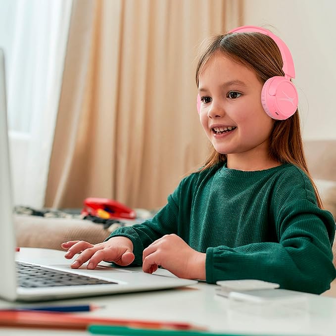 Altec Lansing Over The Ears Kids Headphones - Wired - Volume Limiting Technology for Developing Ears, Ages 6-9, Perfect for Learning from Home, Pink