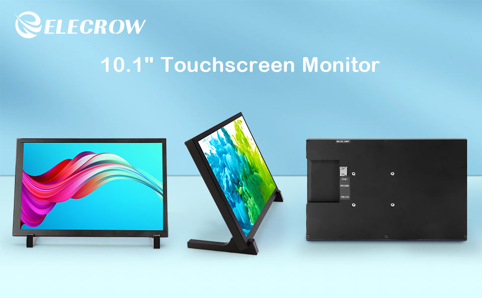 ELECROW 10.1 Inch Touchscreen Monitor, 1280x800 IPS LCD HD Display with Stand, Portable Capacitive Touch Screen for Raspberry Pi 3/3B+/4B/5, Jetson Nano, Banana Pi, PC, Windows, Beaglebone