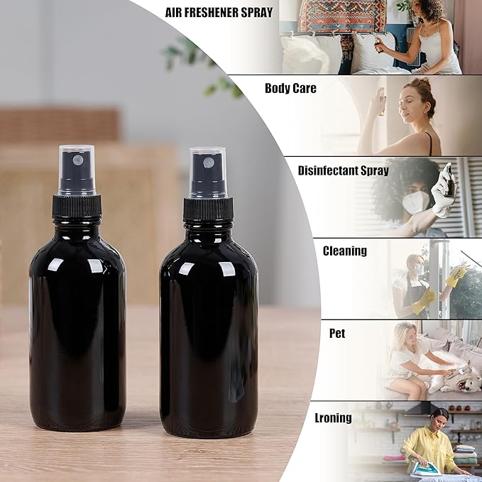 Glass Spray Bottles (2oz-24pcs, Black)