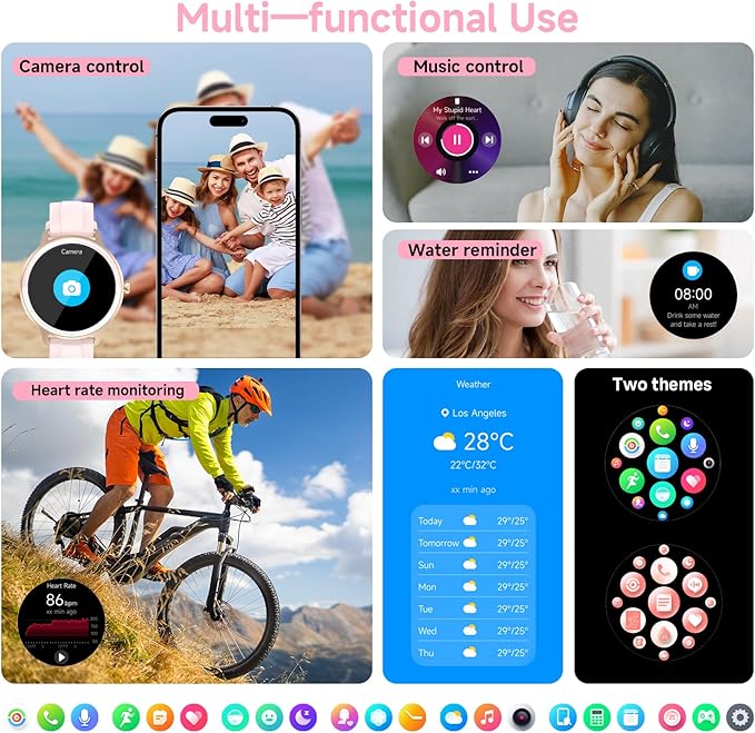 Smart Watches for Women Men 1.27" HD Fitness Tracker with Heart Rate/Sleep/Step/SpO2 Monitor, IP68 Waterproof Watch for Android iOS (Pink)