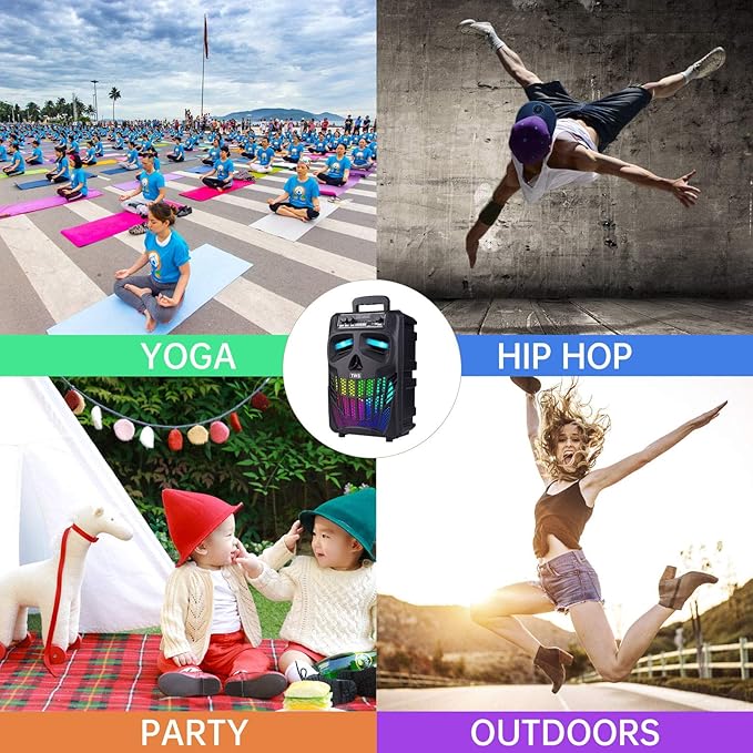 E I F E R Cool Skull Bluetooth Speakers, Portable Wireless Speaker, Compatible with Smartphones and Tablets, Suit for Home Garden Party, Black, 50W, 8-Inch