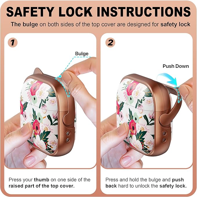 RFUNGUANGO AirPods 4 Case for Women Girly Cat Case with Lock, Phone Stand, Keychain & Cleaner Kit, Compatible with Apple Airpods 4th Generation Case Cover, Rose Gold Flower
