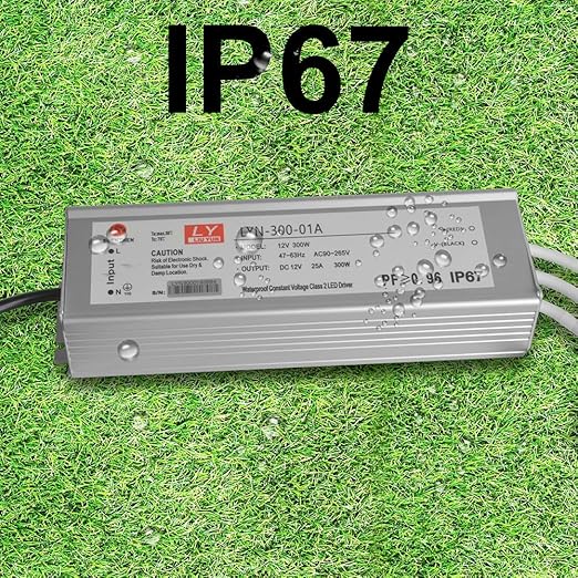 LED Driver 300 Watts (100W X3) 25A Waterproof IP67 Power Transformer Adapter 90-265V AC to 12V DC Low Voltage Output, with 3-pin Plug 3.3 ft LED Cable for LED Lighting Outdoor Light and Any 12V DC