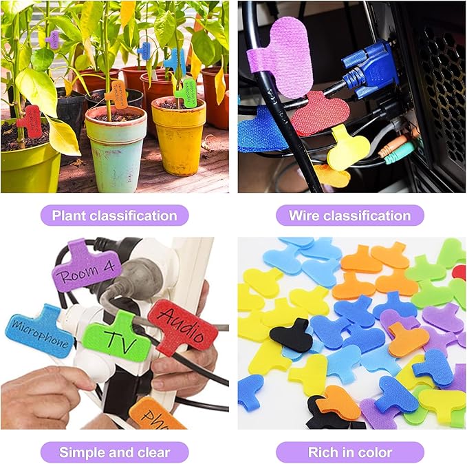 40 Pack Multi-Color Writable Wire Labels - Reusable Cord Tags for Easy Electronics Cable Identification & Management
