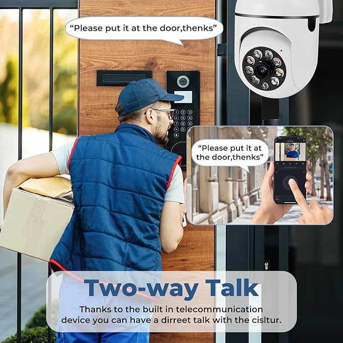 Security Camera Wired,2.4G/5G Indoor Outdoor Wireless Cameras for Home Security with Motion Sensor & Alarm,2-Way Audio, Colored Night Vision (2pack)