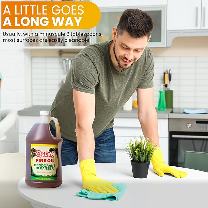 Ocean Pine Oil Cleaner Concentrate, 65% Pine Oil Deodorizer, All-Purpose Household Cleaner for Floors, Kitchen, Bathroom, Laundry, Grease & Odor Removal (1, 128 fl oz)