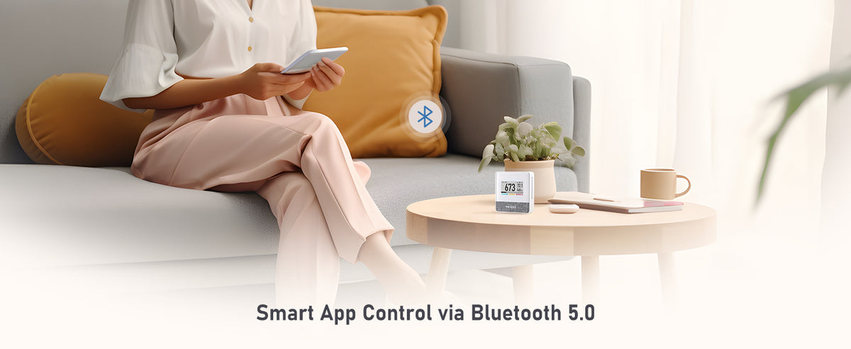 INKBIRD Portable CO2 Detector with Bluetooth, Smart Indoor Air Quality Monitor, can detects CO2, Temperature, Humidity, etc., Electronic Ink Display & 4 Years Battery Life, for Home, Office, motorhome