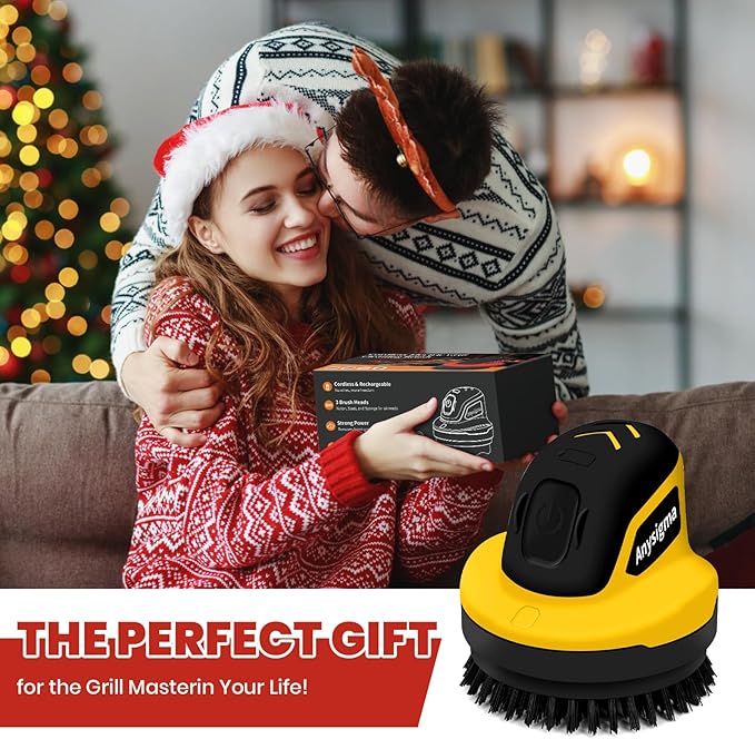 Electric Grill Brush- Waterproof Cordless Rotary Cleaning Brush with 4 Heads for Outdorr Grill,Car,Bathroom