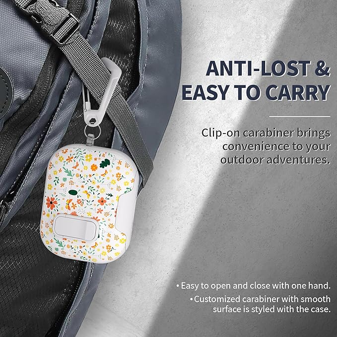 for AirPods Pro 3 Case(2025) with Secure Lock Clip and Phone Stand,Floral Girly Style Protective Cover with Cleaning Kit and Hand Strap for Apple AirPod Pro 3 Generation (Four-Leaf Clover)