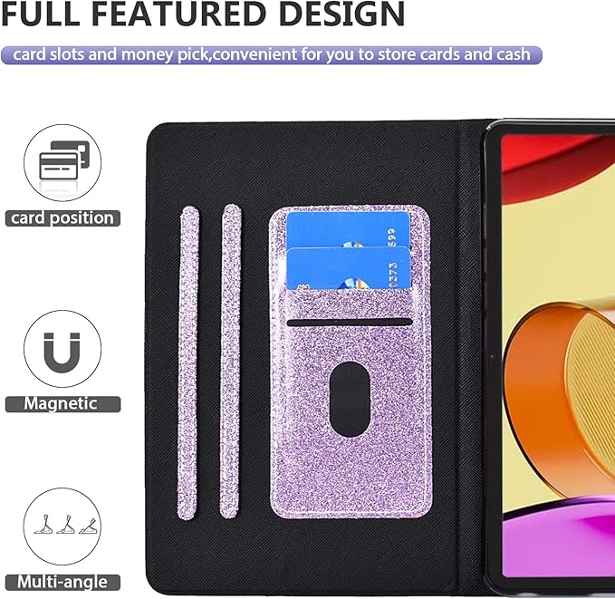 Dteck for Fire Max 11 Tablet Case 13th Generation 2023 11", PU Leather Protective Fold Stand Case with Auto Sleep Wake, Adjustable Viewing Angles, 3 Card Slots, Slim Thin Classic Folio Case, Purple