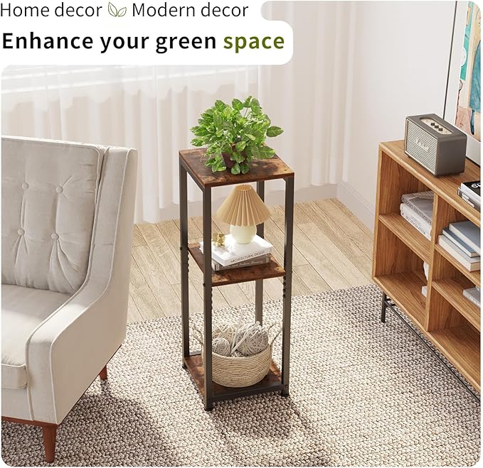 3-Tier Tall Plant Stand Indoor, Corner Plant Stands for Indoor Plants Multiple, Multi-Functional Small Side Table for Living Room, Bedroom, Balcony